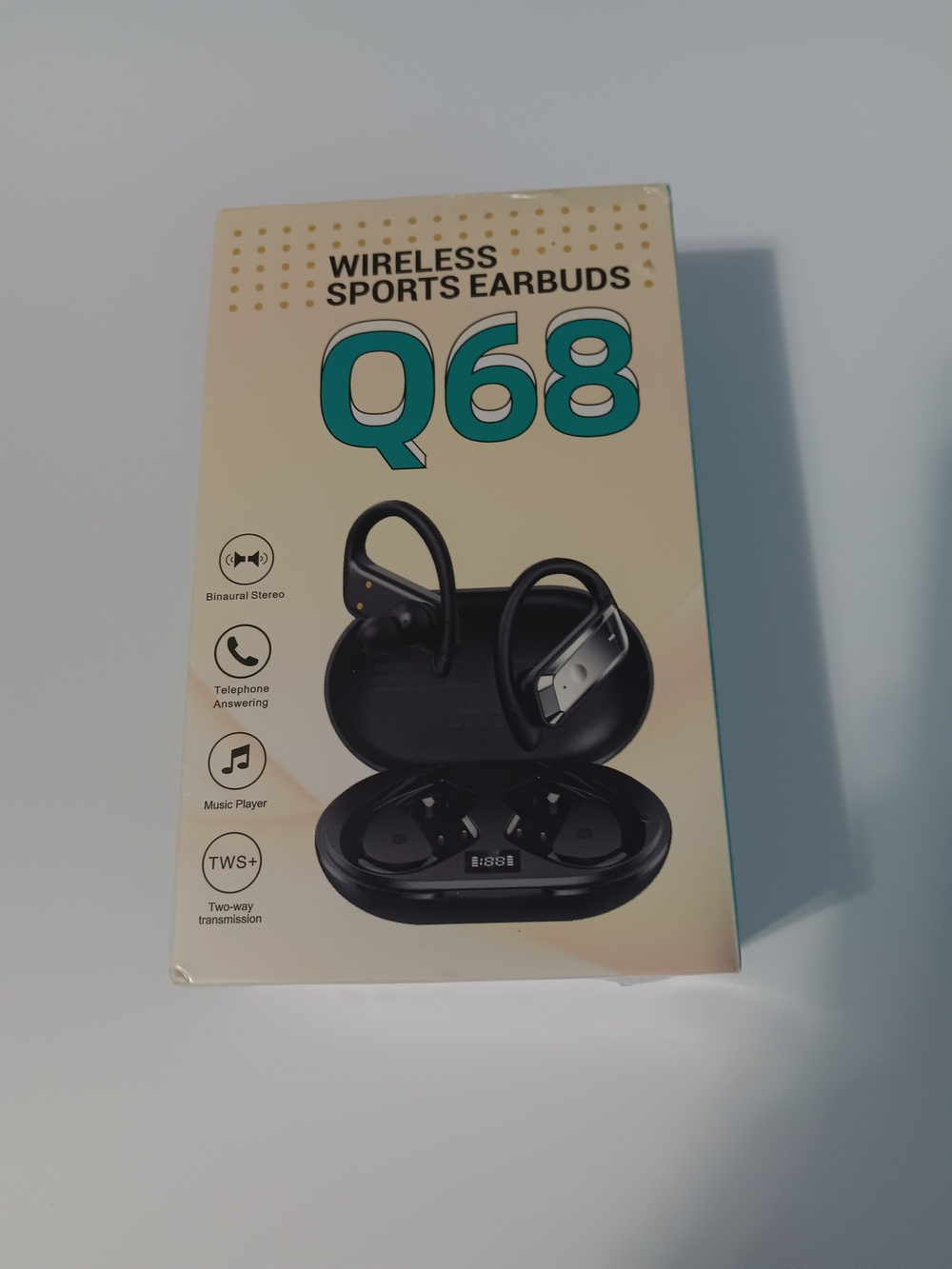 Q68 Wireless Sports Earbuds with Charging Case - Black